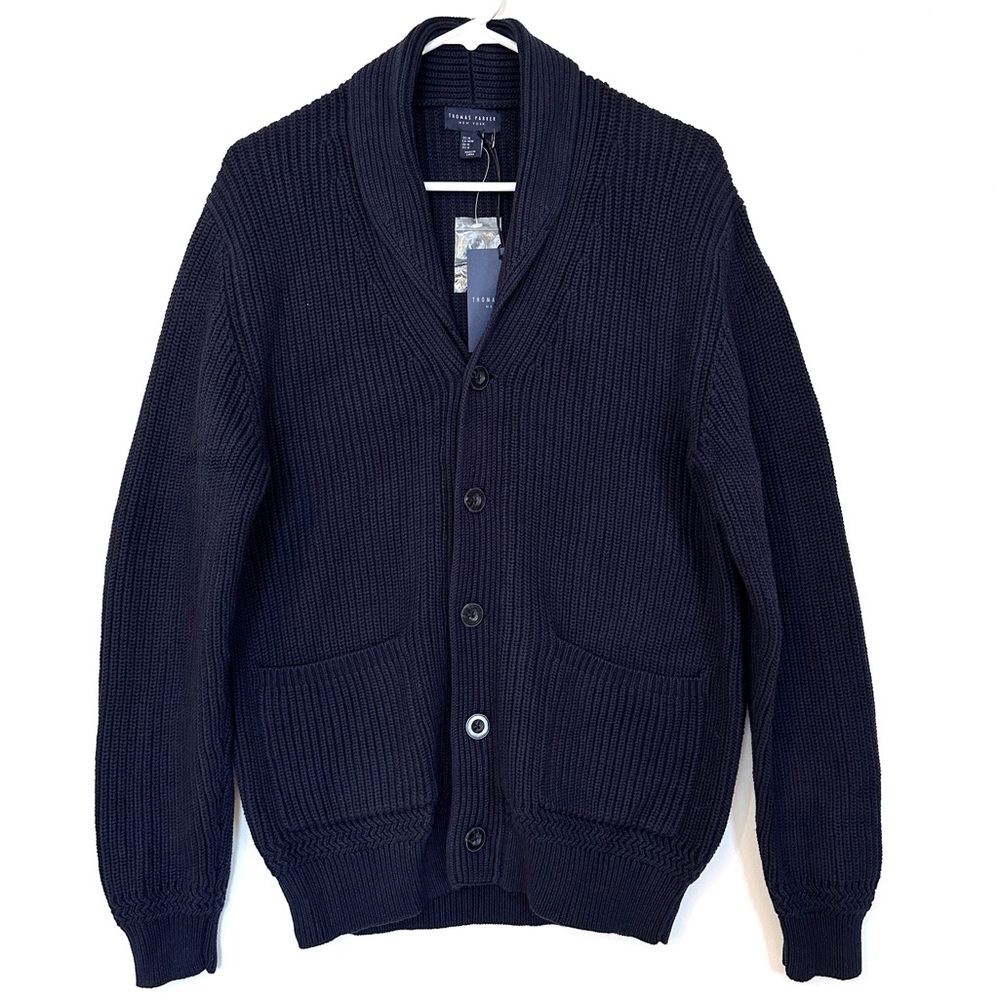 🦖THOMAS PARKER NEW YORK MEN’S KNIT SHAWL-COLLAR CARDIGAN SIZE-M